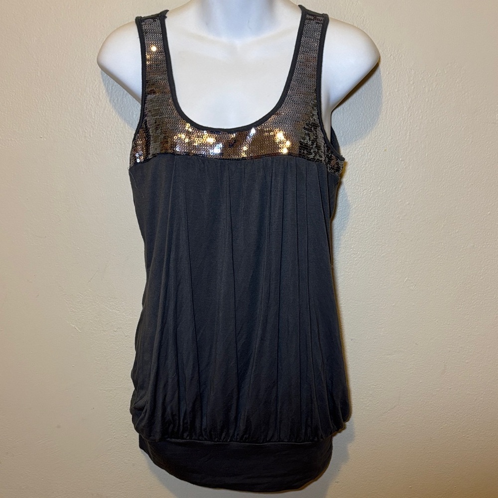 Windsor Black Tank Top with Metallic Sequins